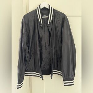 Theory Black Nylon Bomber Jacket